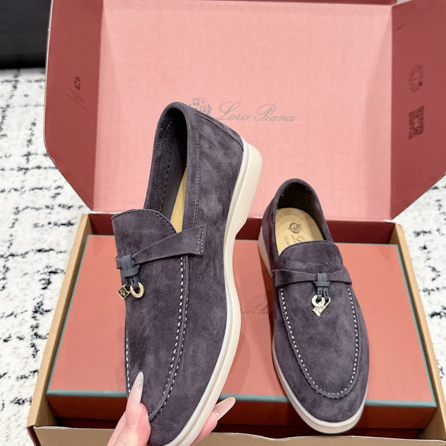 LP 26S SUMMER CHARMS WALK LOAFER IN PURPLE GRAY SUEDE GOLD HARDWARE
