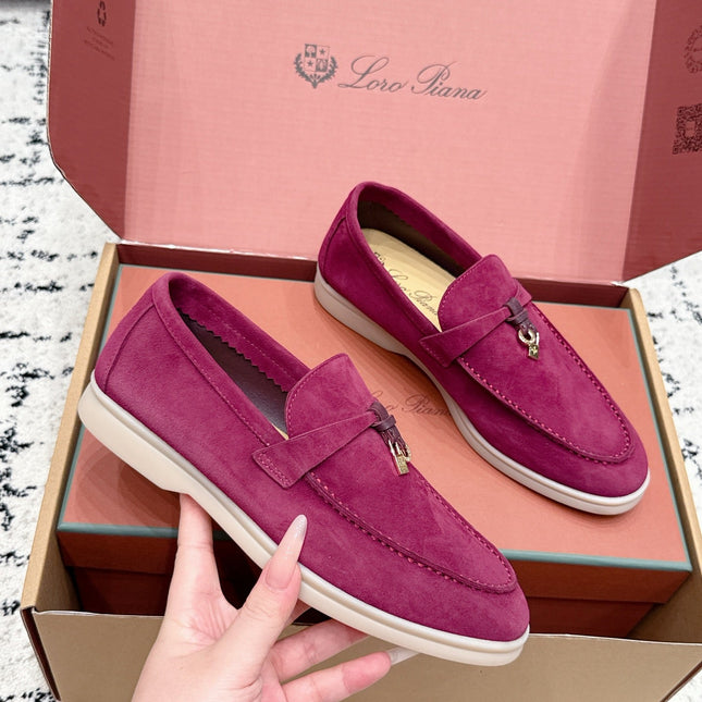 LP 26S SUMMER CHARMS WALK LOAFER IN FUCHSIA PINK SUEDE GOLD HARDWARE