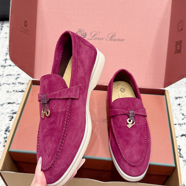 LP 26S SUMMER CHARMS WALK LOAFER IN FUCHSIA PINK SUEDE GOLD HARDWARE