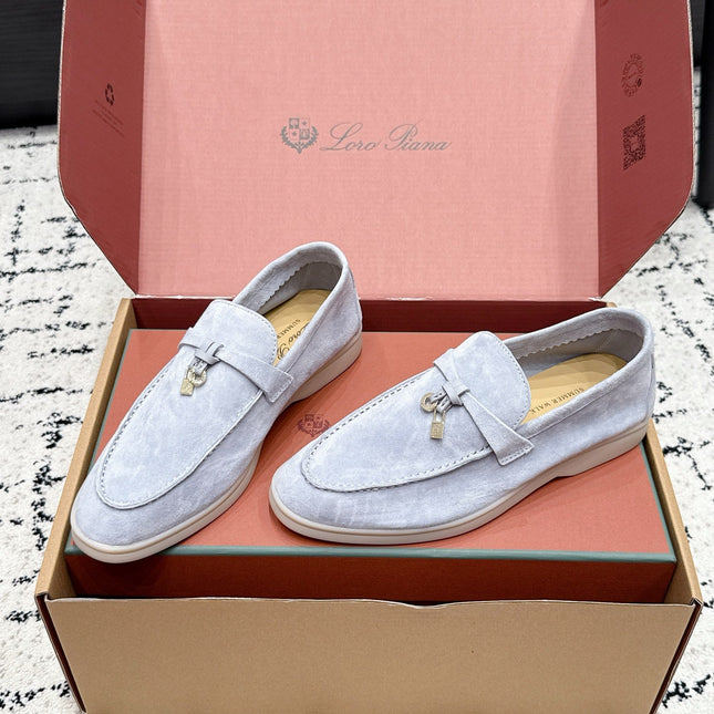 LP 26S SUMMER CHARMS WALK LOAFER IN LIGHT BLUE SUEDE GOLD HARDWARE