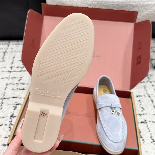 LP 26S SUMMER CHARMS WALK LOAFER IN LIGHT BLUE SUEDE GOLD HARDWARE