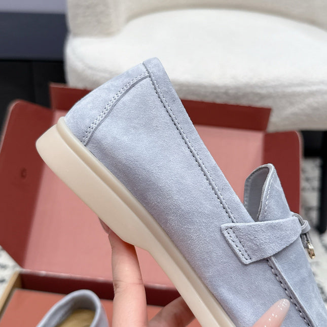 LP 26S SUMMER CHARMS WALK LOAFER IN LIGHT BLUE SUEDE GOLD HARDWARE