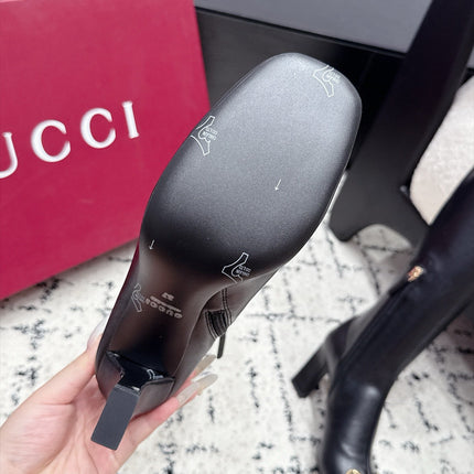 GUCCI 26S HORSEBIT KNEE-HIGH BOOTS 75 MM IN BLACK CALFSKIN
