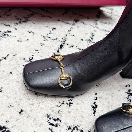 GUCCI 26S HORSEBIT KNEE-HIGH BOOTS 75 MM IN BLACK CALFSKIN