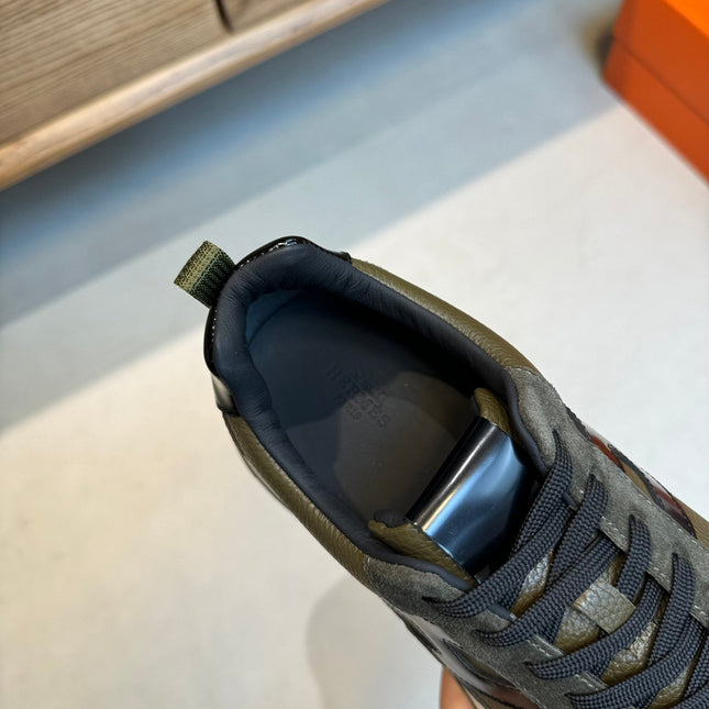 HM INTERACTIVE LACE-UP SNEAKER OLIVE CALFSKIN