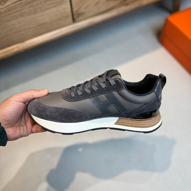 HM INTERACTIVE LACE-UP SNEAKER GRAY CALFSKIN