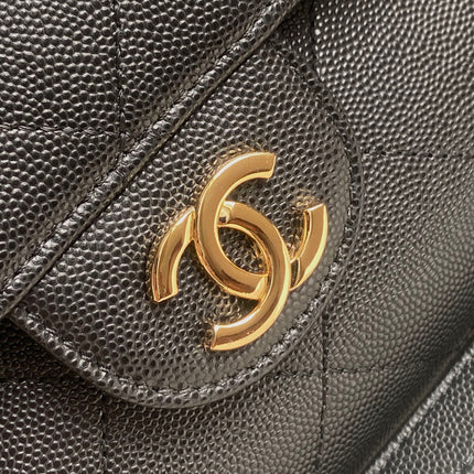 CHANEL 26S QUILTED LARGE SHOPPING TOTE 39 IN BLACK CAVIAR CALFSKIN GOLD HARDWARE