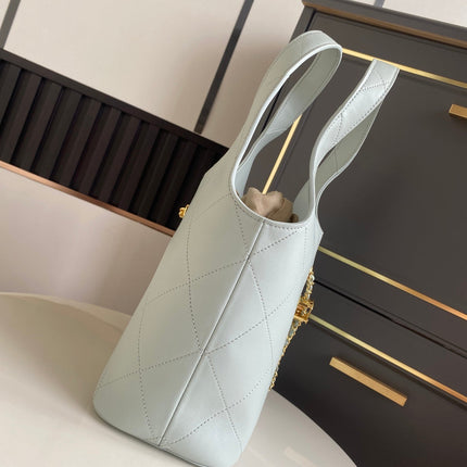 CHANEL 26S QUILTED HOBO LARGE BAG 35 IN PALE BLUE CALFSKIN GOLD HARDWARE