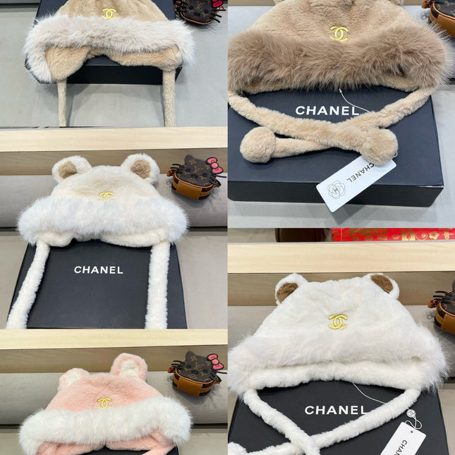 BEANIE HAT IN CAMEL BROWN LAMB FUR 426238