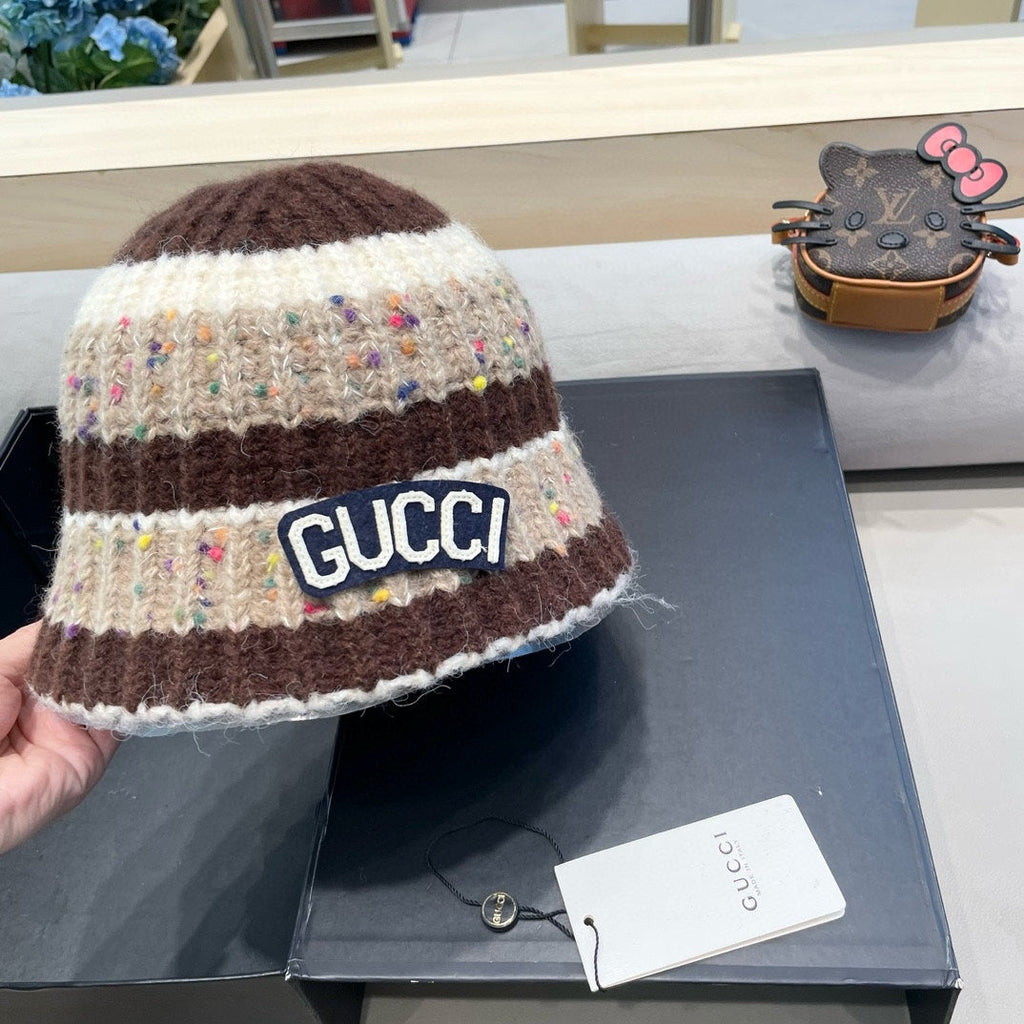 STRIPED KNITTED BUCKET HAT COLORFUL 428102