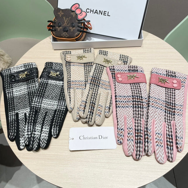 GLOVES IN BLACK MIX WHITE WOOL 463806