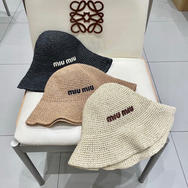 MIUMIU RAFFIA BUCKET HAT STYLE 71