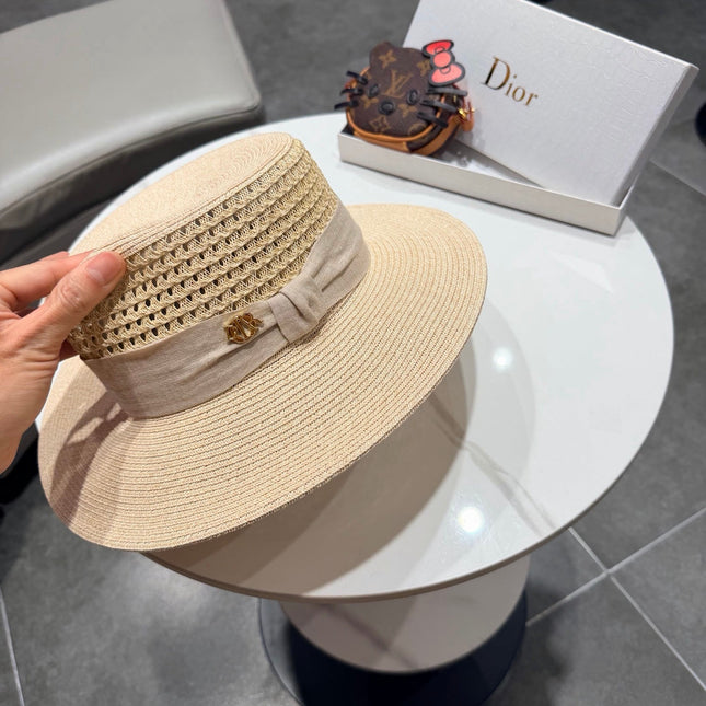 DIOR 26S FLAT-BRIM STRAW HAT STYLE 42