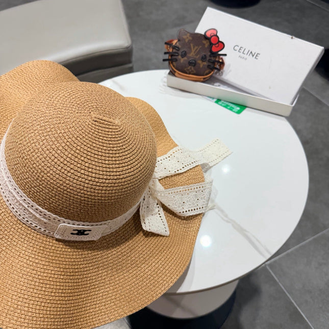 CELINE 26S STRAW WIDE BRIM HAT STYLE 74