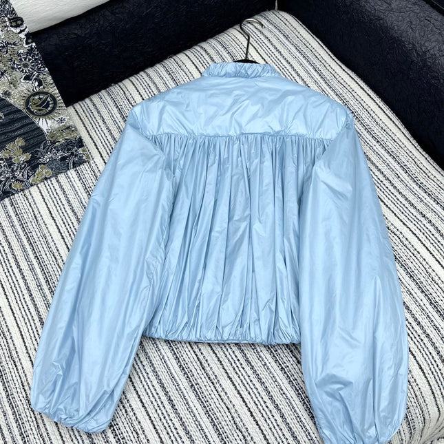 MONCLER ZIP-UP JACKET WITH STAND COLLAR IN SKY BLUE 267975