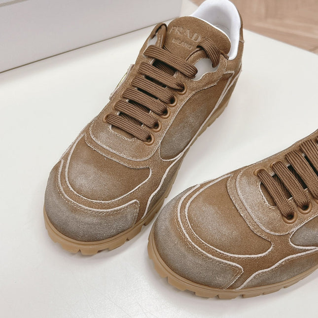 PRA FADED SUEDE SNEAKERS SEPIA AND WHITE