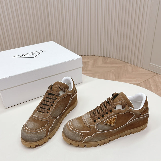 PRA FADED SUEDE SNEAKERS SEPIA AND WHITE