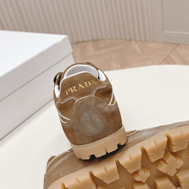 PRA FADED SUEDE SNEAKERS SEPIA AND WHITE