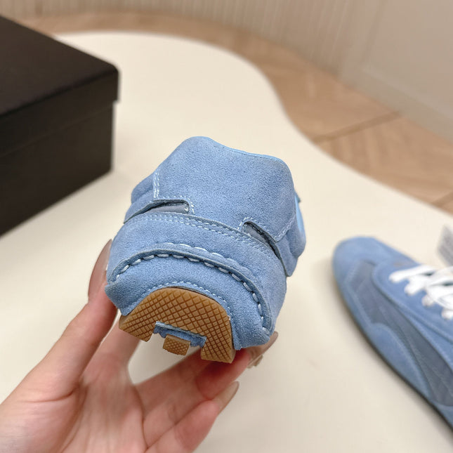 PRADA 26S SNEAKERS IN BLUE QUILTED NYLON AND SUEDE