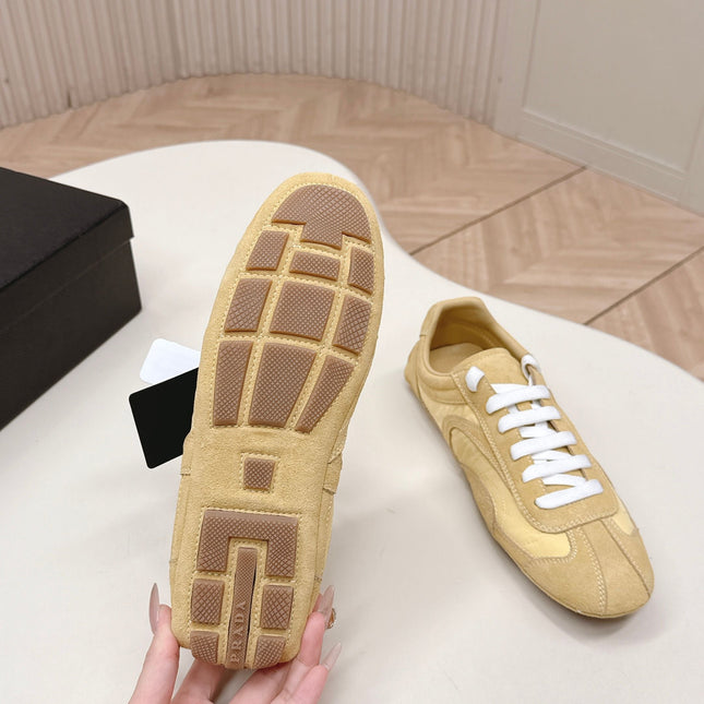PRADA 26S SNEAKERS IN YELLOW QUILTED NYLON AND SUEDE