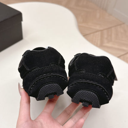 PRADA 26S CLASSIC SNEAKERS IN BLACK SUEDE AND MESH