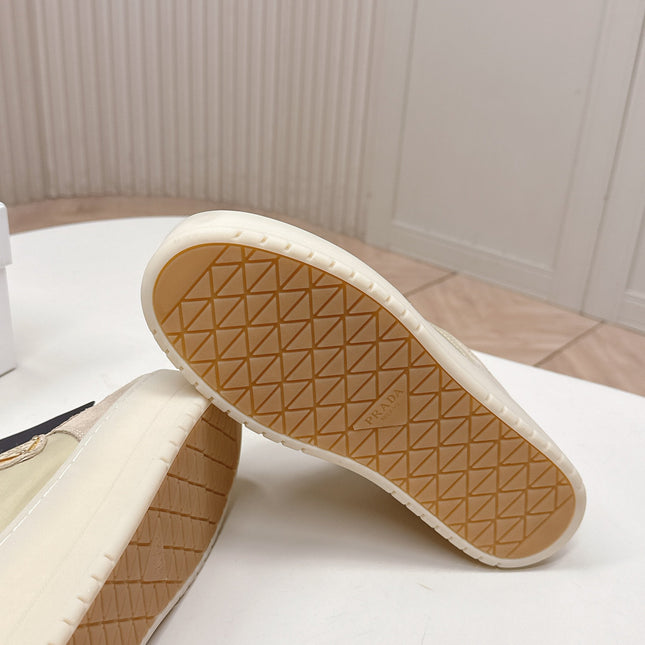 PRADA 26S PLATFORM SNEAKERS 50MM IN BEIGE SUEDE