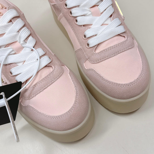 PRADA 26S PLATFORM SNEAKERS 50MM IN PINK SUEDE
