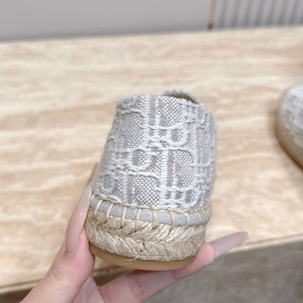 DIOR 26S SIROCO ESPADRILLE IN GREY AND WHITE DIOR OBLIQUE CANVAS