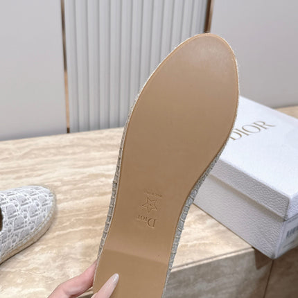 DIOR 26S SIROCO ESPADRILLE IN GREY AND WHITE DIOR OBLIQUE CANVAS