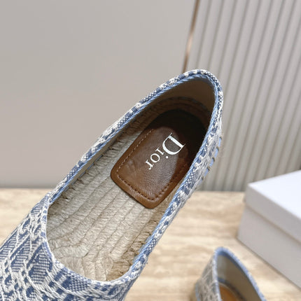 DIOR 26S SIROCO ESPADRILLE IN BLUE AND WHITE DIOR OBLIQUE CANVAS