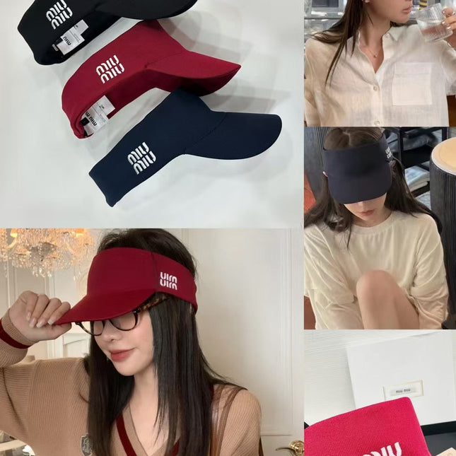 MIUMIU VISOR CAP FABRIC LOGO EMBROIDERY