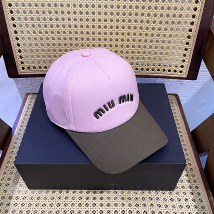 MIUMIU BASEBALL CAP IN SHAMPOO PINK FABRIC WITH LOGO EMBROIDERY