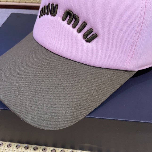 MIUMIU BASEBALL CAP IN SHAMPOO PINK FABRIC WITH LOGO EMBROIDERY