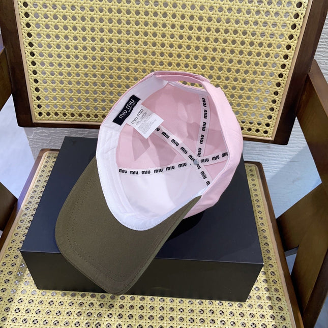 MIUMIU BASEBALL CAP IN SHAMPOO PINK FABRIC WITH LOGO EMBROIDERY