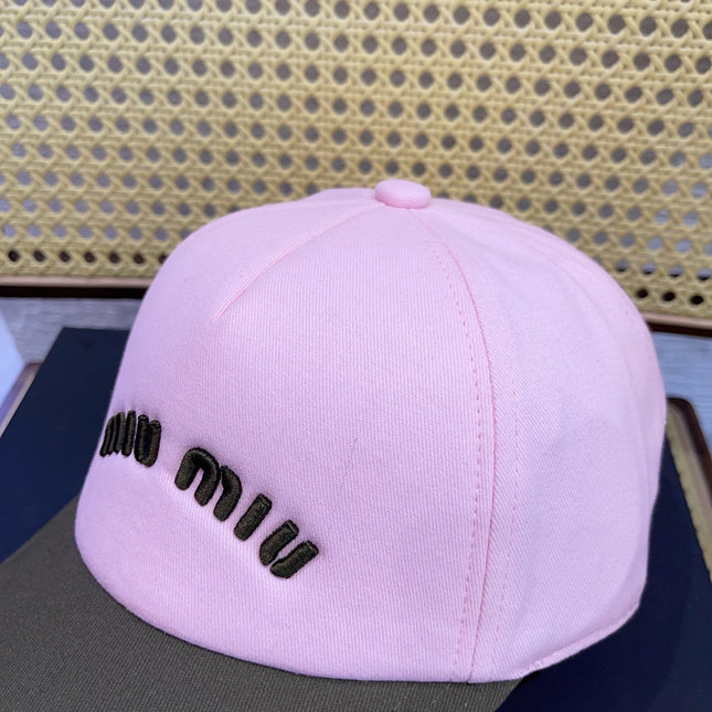 MIUMIU BASEBALL CAP IN SHAMPOO PINK FABRIC WITH LOGO EMBROIDERY