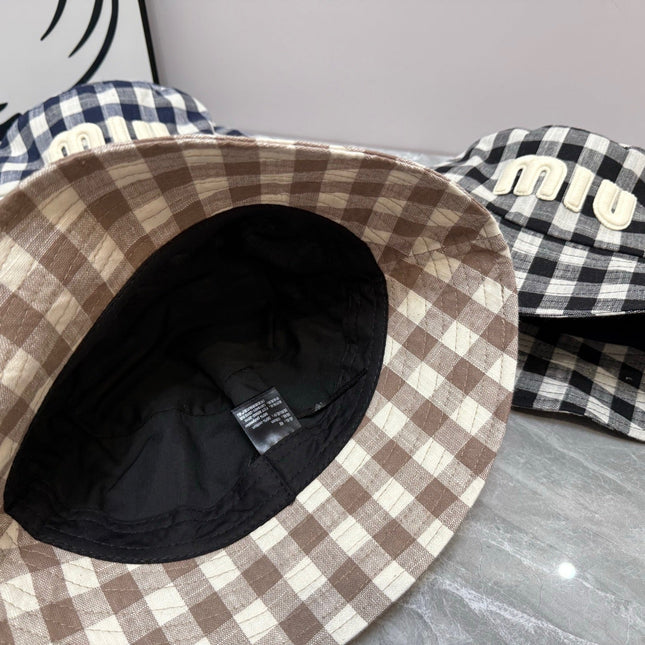 MIUMIU BUCKET CHECKED PATTERN WITH LOGO