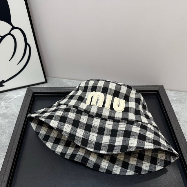 MIUMIU BUCKET CHECKED PATTERN WITH LOGO