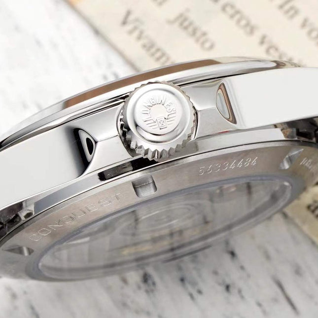 CONQUEST WATCH SILVER CASE WITH BABY PINK DIAL