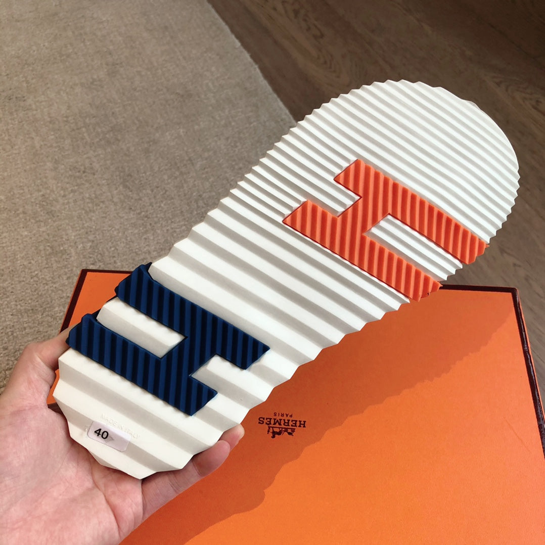 HM INFRA SANDAL BLACK AND ORANGE CALFSKIN