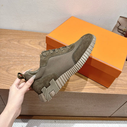 HM 26S SNEAKERS IN MOSS GREEN FABRIC AND SUEDE