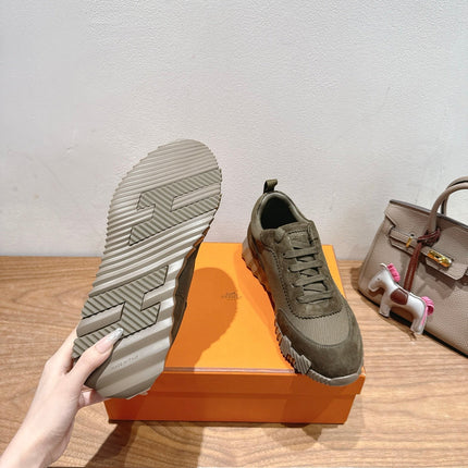 HM 26S SNEAKERS IN MOSS GREEN FABRIC AND SUEDE