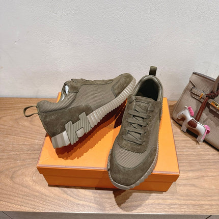 HM 26S SNEAKERS IN MOSS GREEN FABRIC AND SUEDE