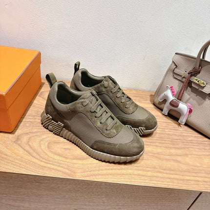 HM 26S SNEAKERS IN MOSS GREEN FABRIC AND SUEDE