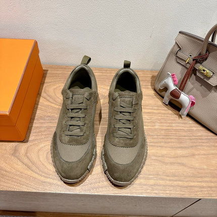 HM 26S SNEAKERS IN MOSS GREEN FABRIC AND SUEDE
