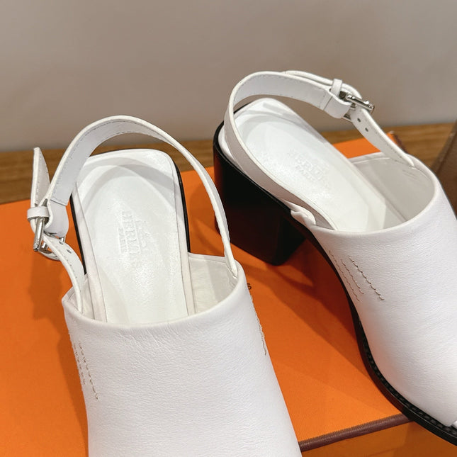 HM 26S ELDA 60 SANDAL IN WHITE CALFSKIN SILVER HARDWARE