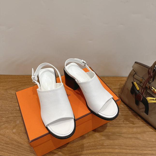 HM 26S ELDA 60 SANDAL IN WHITE CALFSKIN SILVER HARDWARE
