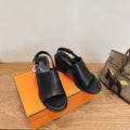 HM 26S ELDA 60 SANDAL IN BLACK CALFSKIN SILVER HARDWARE