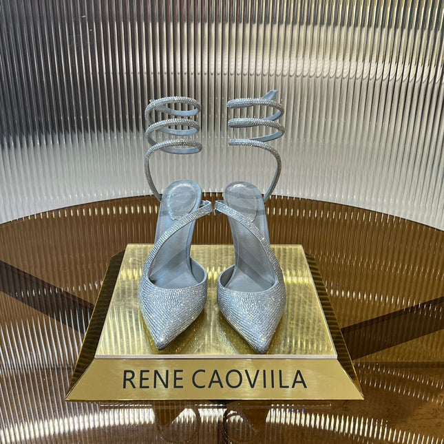 CLEO SILVER PUMP WITH CRYSTALS 10 CM