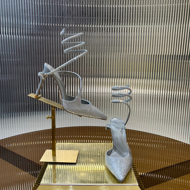 CLEO SILVER PUMP WITH CRYSTALS 10 CM
