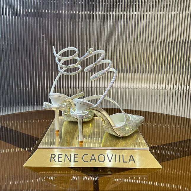 CLEO WHITE PUMP WITH CRYSTALS 10 CM